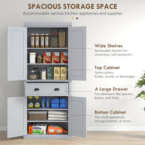 Garde-manger de 72 po avec tiroir, portes, gris