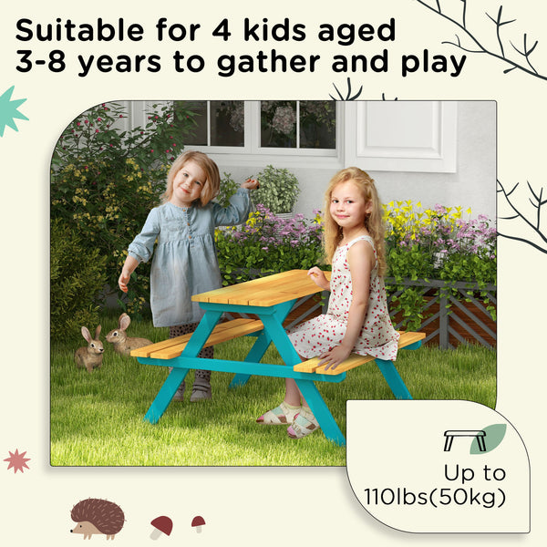 Ensemble de table de pique-nique et bancs, bois naturel