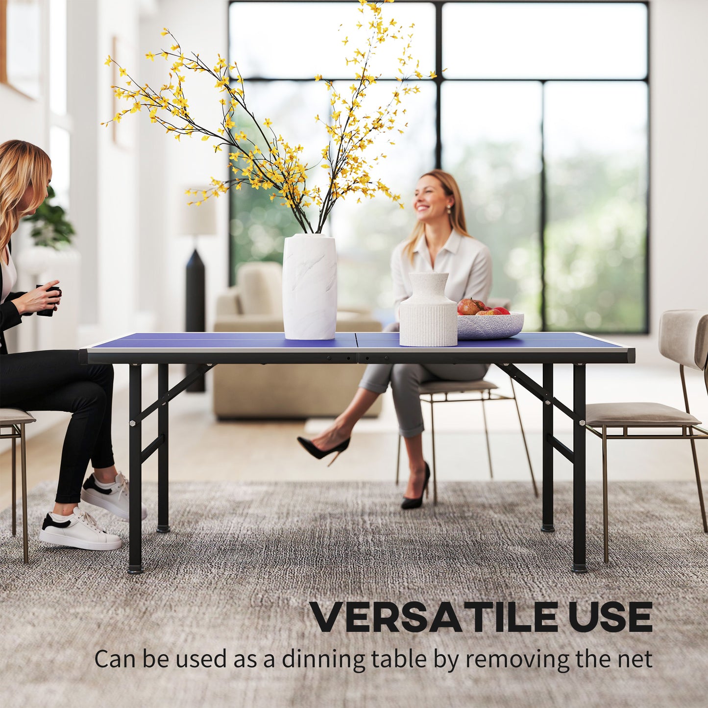 Table tennis table with professional folding top with adjustable legs and net for outdoor and indoor use,