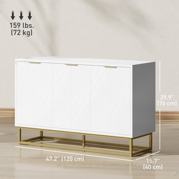 Buffet de rangement avec 3 portes et étagères réglables, blanc
