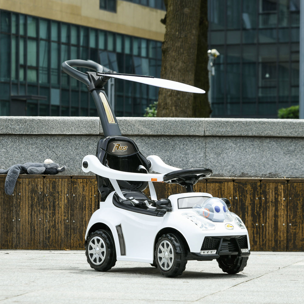 Voiture à pousser 3 en 1 pour enfants, blanche