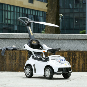 Voiture à pousser 3 en 1 pour enfants, blanche
