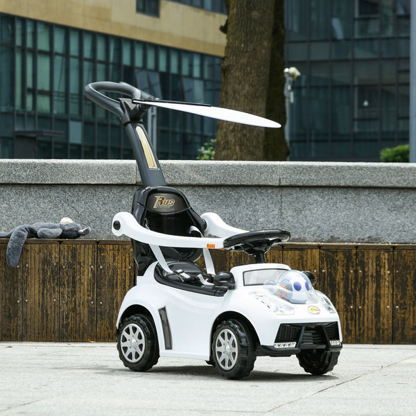 Voiture à pousser 3 en 1 pour enfants, blanche
