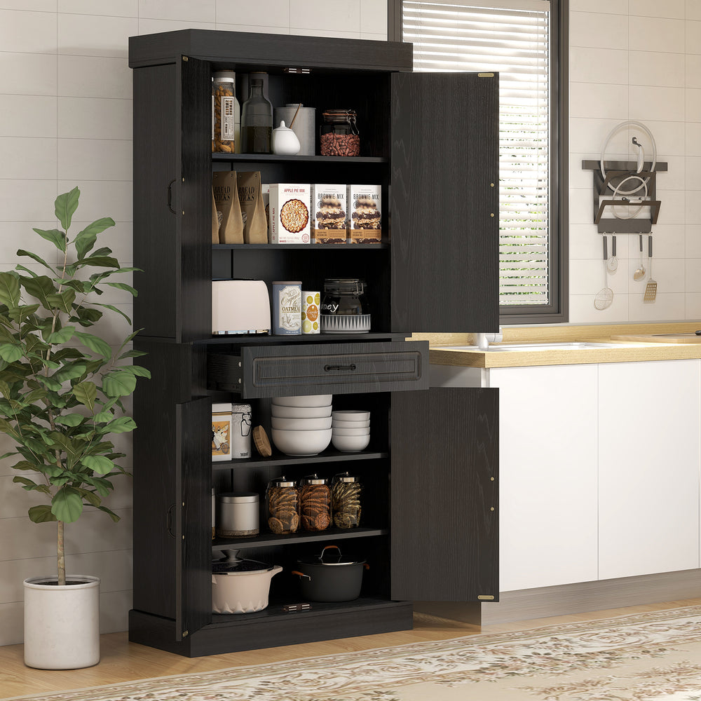 Garde-manger avec 4 portes et 2 armoires, noir vieilli