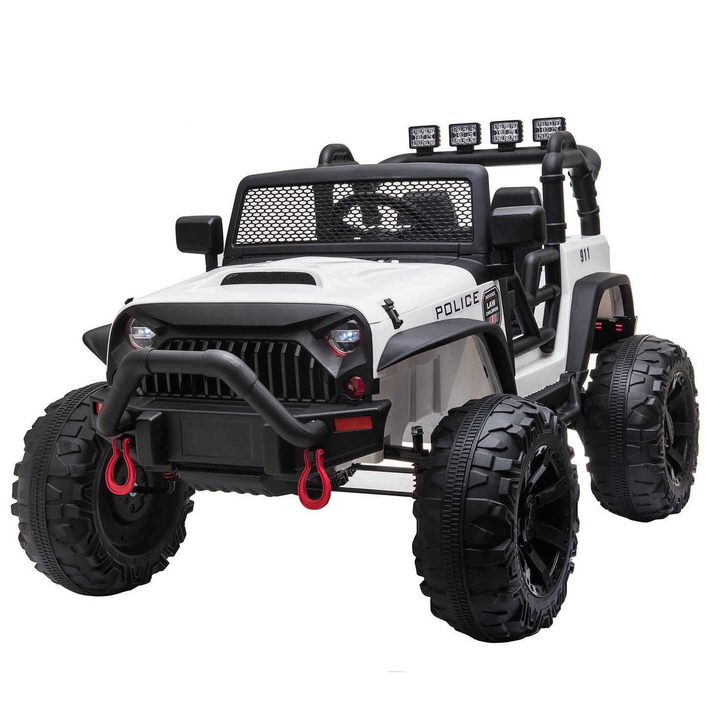JEEP 12V Electric Police Car with Parental Remote Control, White