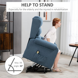 Fauteuil releveur inclinable électrique avec repose-pieds, bleu