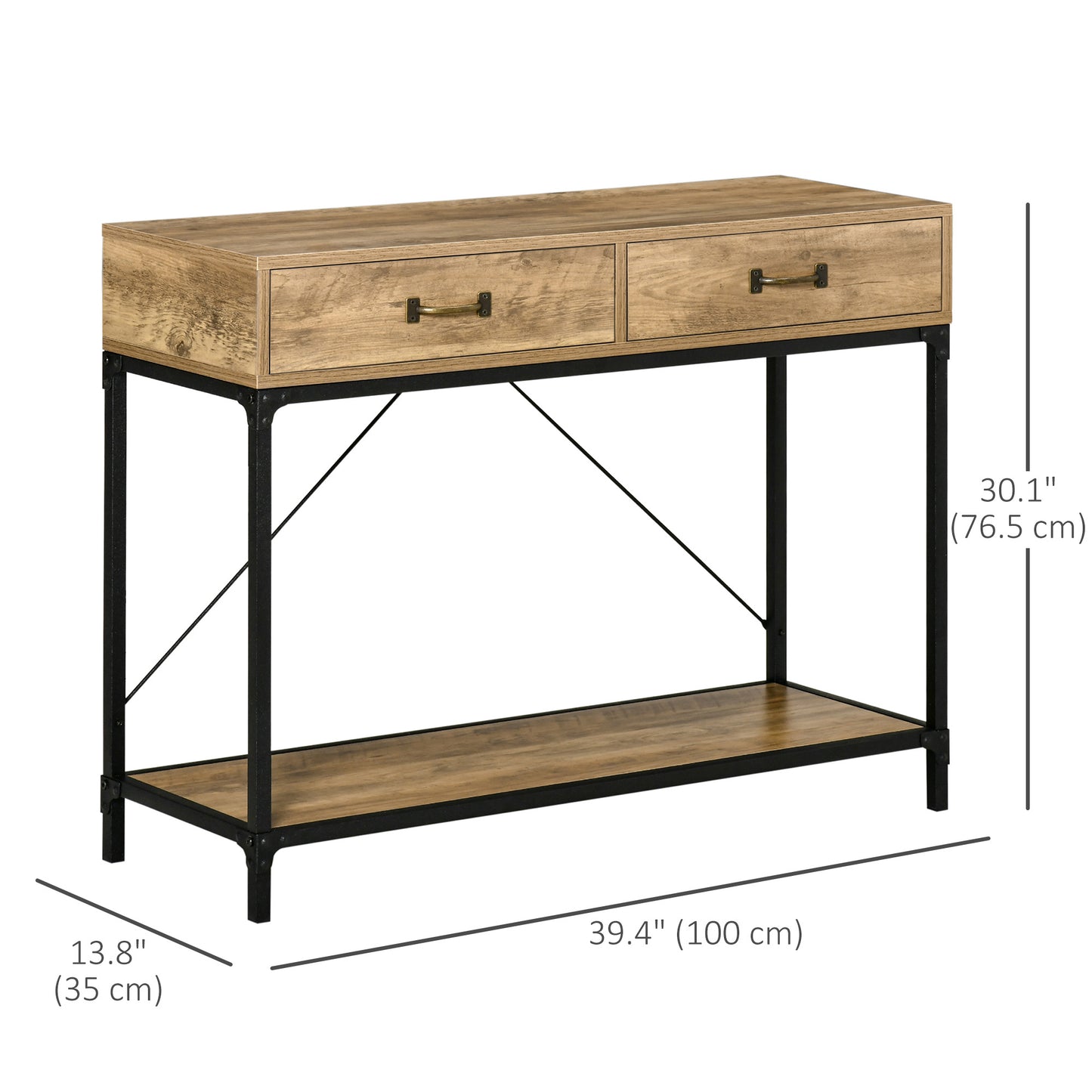 Console d'entrée avec tiroirs, étagère de rangement pour salon, couloir, chambre, marron