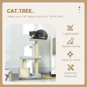 71cm Cat Tree with Scratching Post, Mat and Ball for Indoor Cats, Light Grey