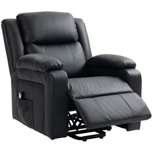 Fauteuil releveur inclinable électrique en cuir synthétique avec télécommande, noir