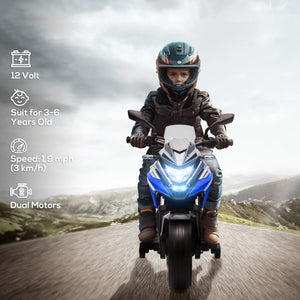 Honda 12V Motorcycle with Headlights and Training Wheels, Blue