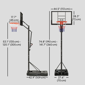 Panier de basket portable de 1,3 à 3 m avec roulettes