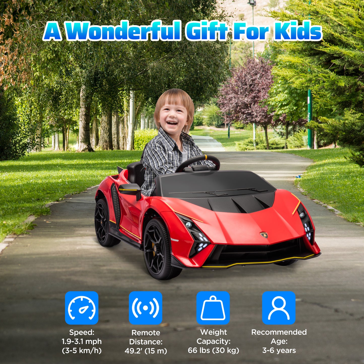 Licensed Lamborghini Autentica 12V Remote Control Car, Red
