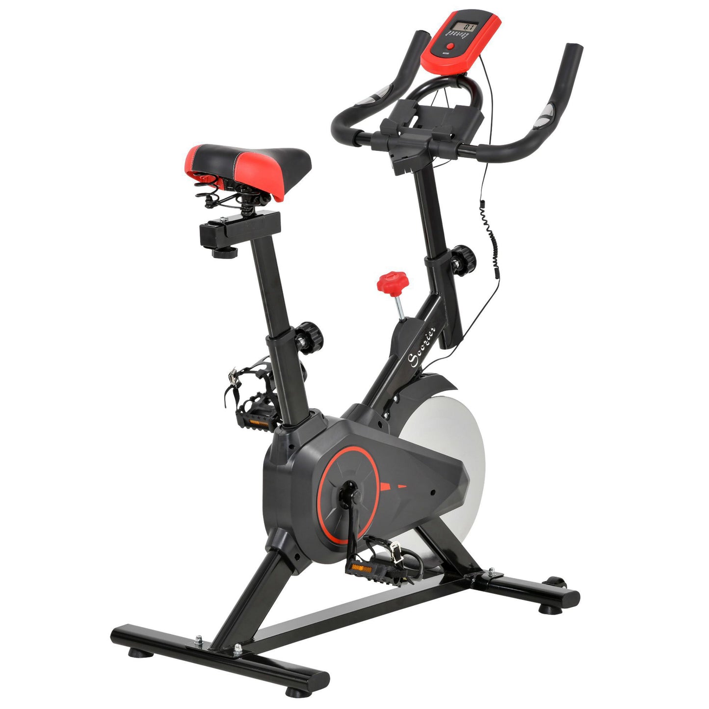 Vélo d'appartement vertical à résistance magnétique avec écran LCD, résistance réglable et coussin d'assise confortable