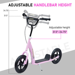 Trottinette pour enfants style vélo avec pneu de 12 pouces, rose