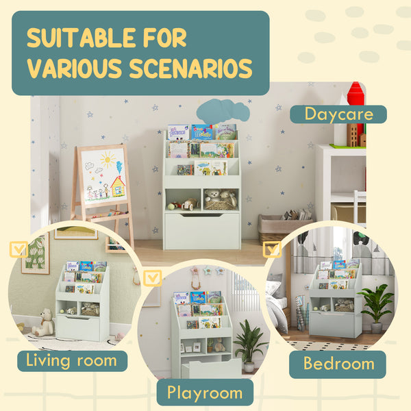 Bibliothèque avec tiroir de rangement pour livres, vert