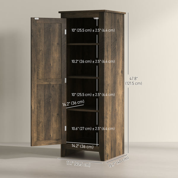 Meuble de rangement avec porte de grange et avec étagères réglables, marron