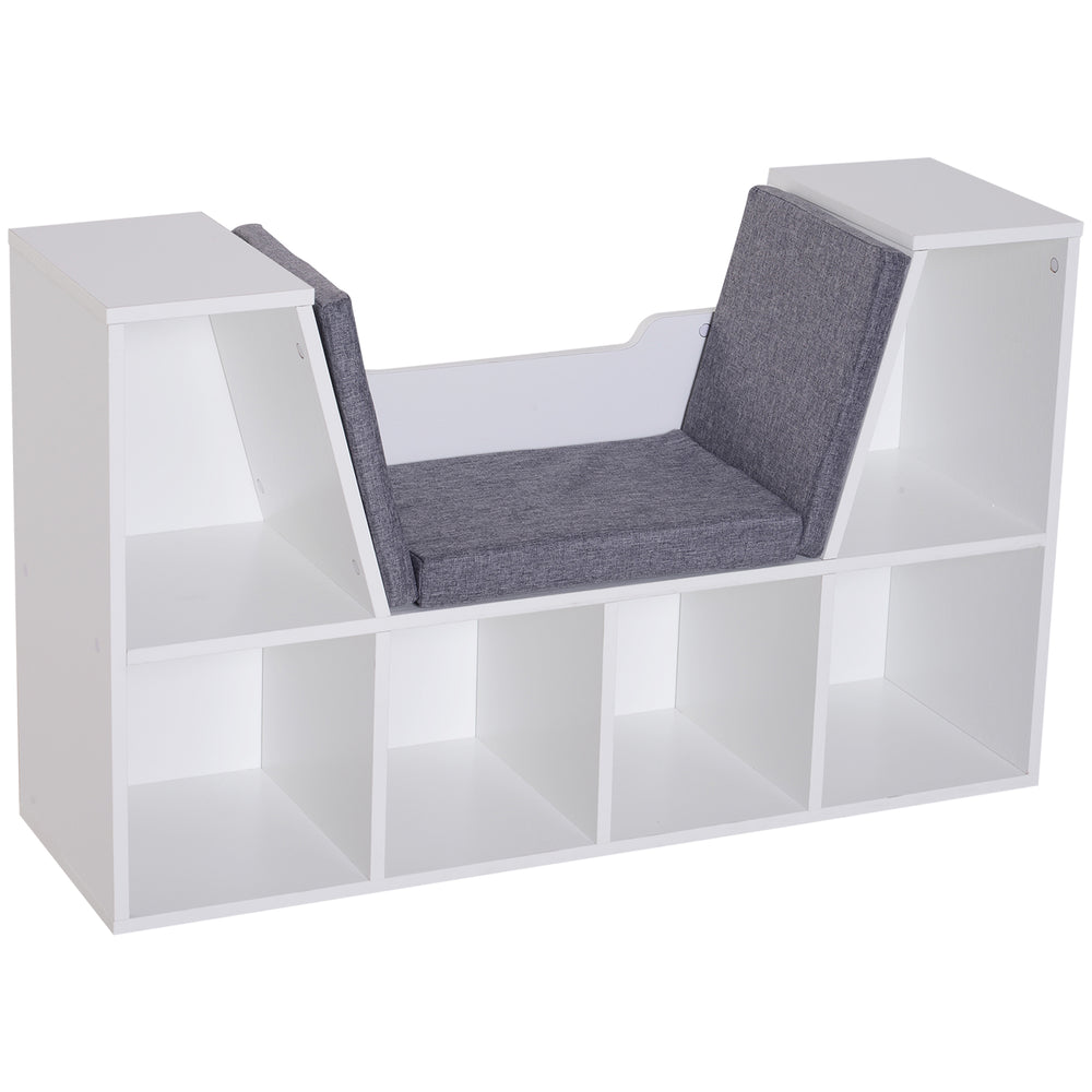 Bibliothèque 6 compartiments avec coussin d'assise, gris