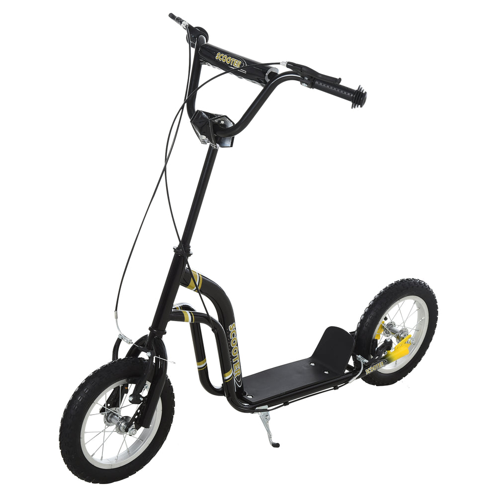 Trottinette à roues gonflable à double frein, roue avant de 30 cm, noire