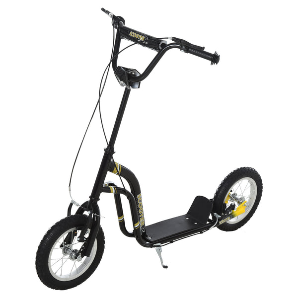 Trottinette à roues gonflable à double frein, roue avant de 30 cm, noire
