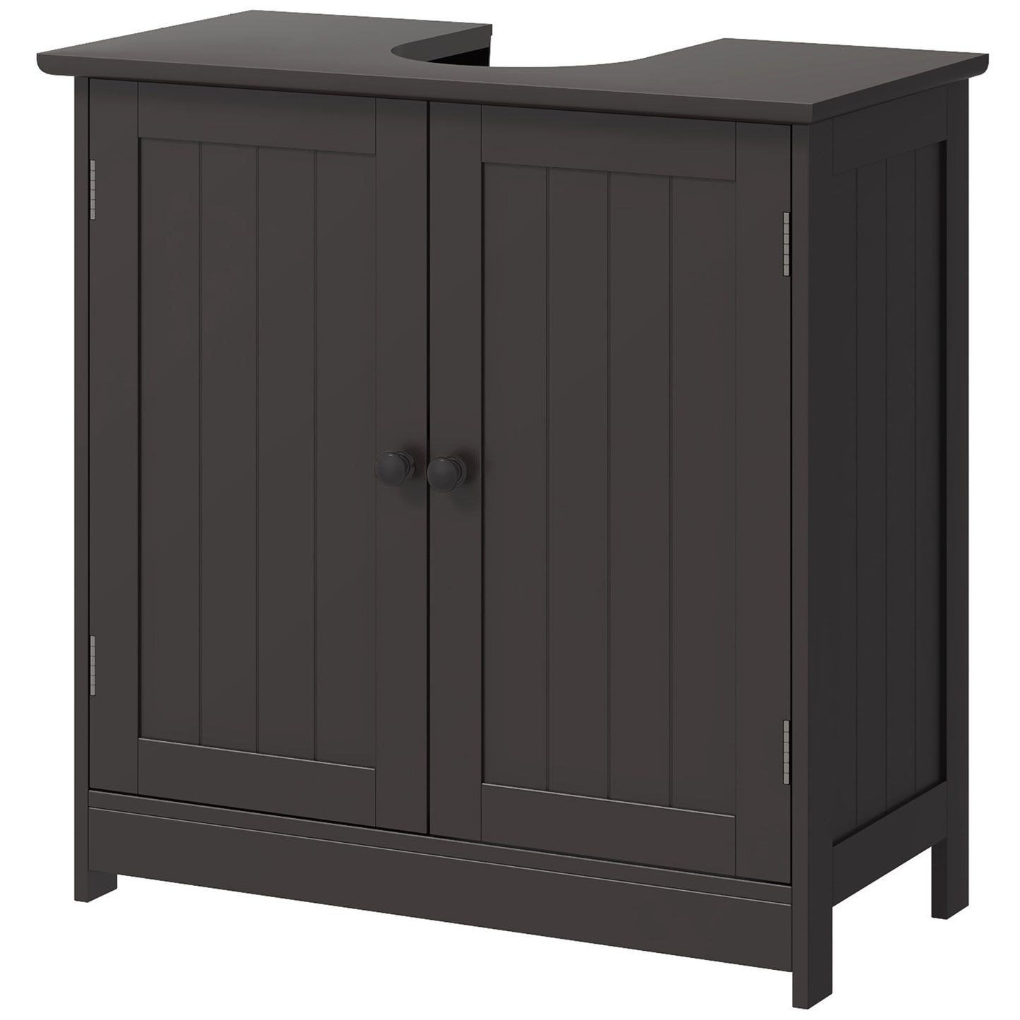 Meuble sous lavabo avec 2 portes et étagère, couleur café