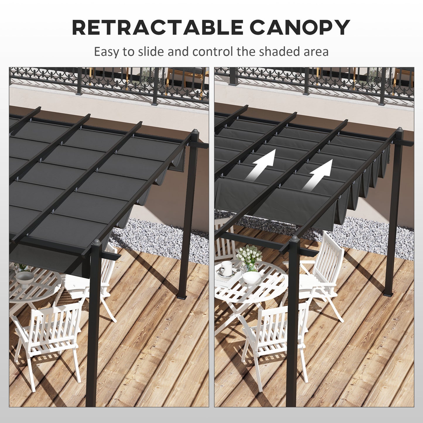 Pergola rétractable 11,7' x 19,6' en aluminium pour barbecue, patio, jardin, terrasse