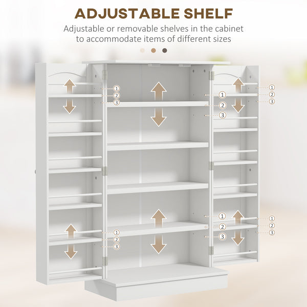 Armoire de rangement avec étagères réglables et rangement à épices, blanc