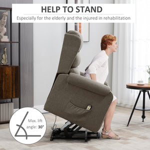 Fauteuil releveur pour personnes âgées avec repose-pieds et poches latérales, marron
