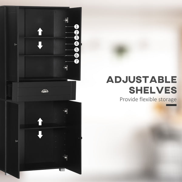 Meuble de rangement moderne avec 4 portes et 3 étagères réglables, noir