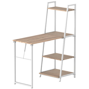 Computer Desk with Storage Shelves and Folding Top, White