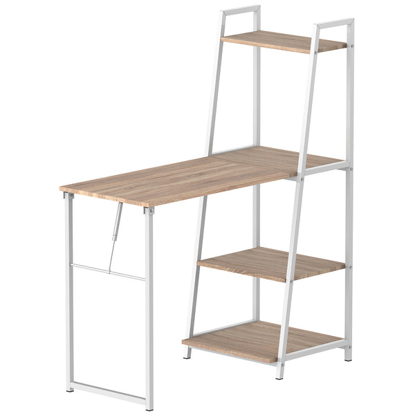 Computer Desk with Storage Shelves and Folding Top, White