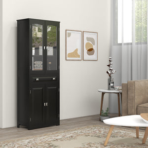 Armoire de cuisine avec étagères réglables, noir