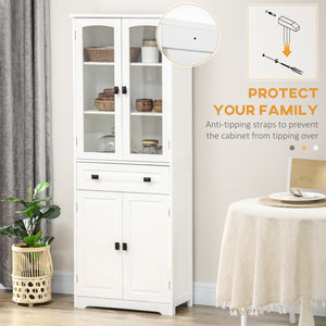 Armoire de cuisine avec étagères réglables, blanc