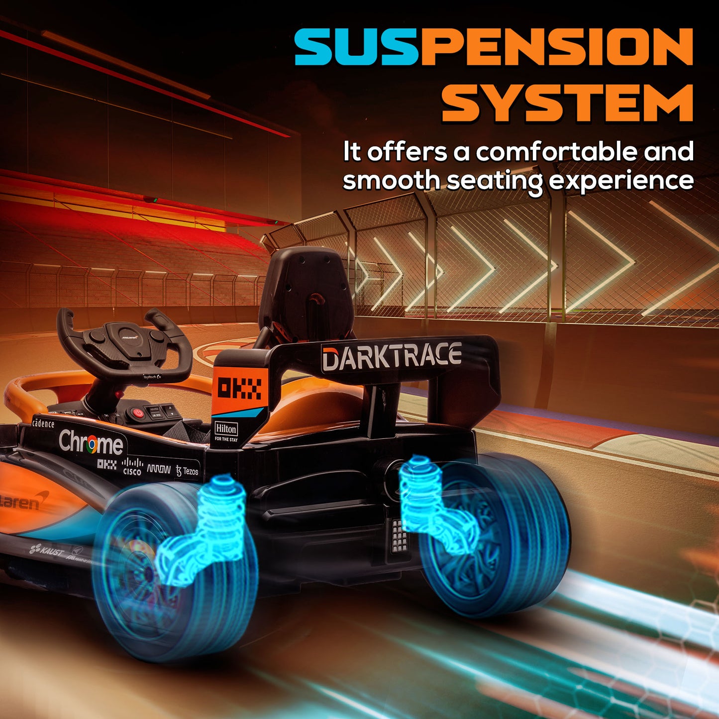 12V Electric Car for Kids with Suspension, Music, MP3 and Remote Control (3-5 Years), Orange