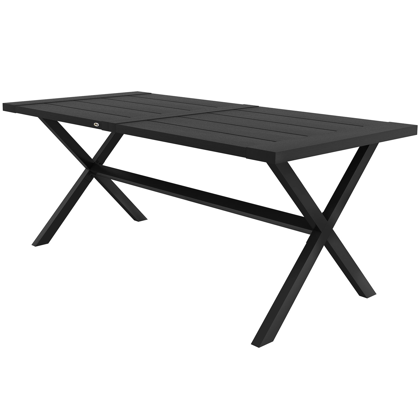 Outsunny 71" Outdoor Dining Table with X-Legs, Aluminum Frame, Darden Rectangular Table for 6 People, for Garden, Black
