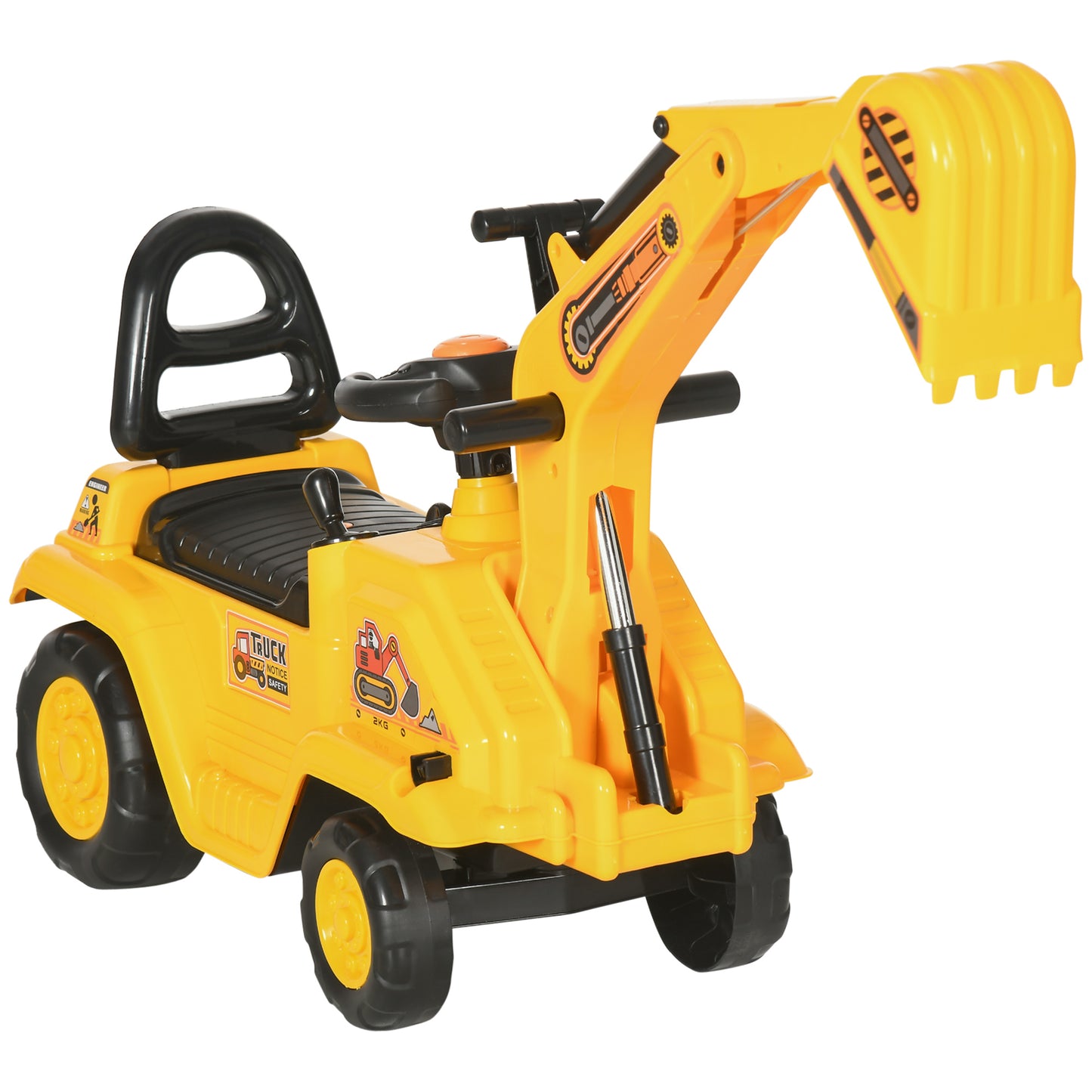3 in 1 Ride-on Toy Excavator Pull Back Shovel Pretend Play Construction Truck