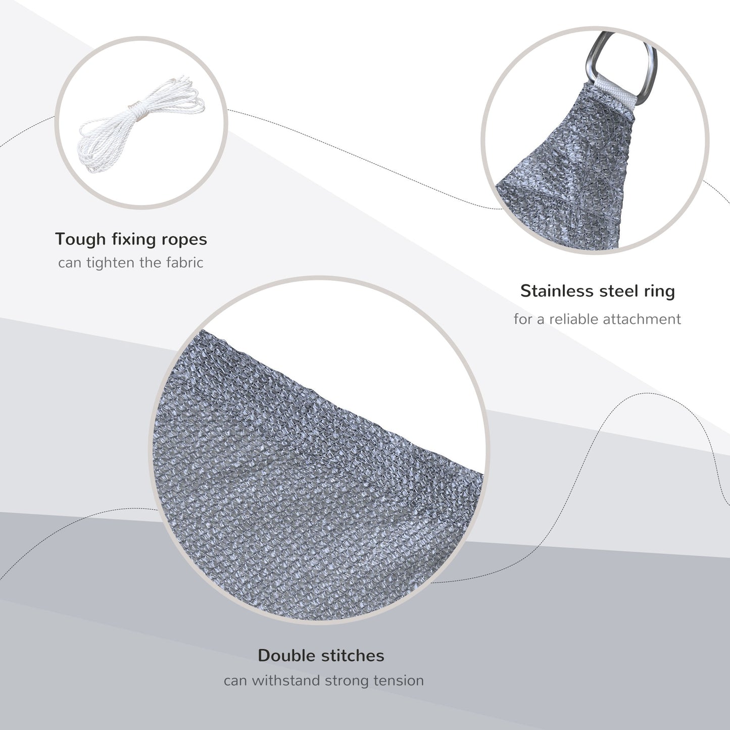 Voile d’ombrage rectangulaire extérieur – Protection solaire anti-UV, gris