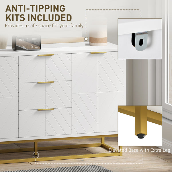 Meuble de rangement avec portes, étagères réglables, pieds en métal, blanc
