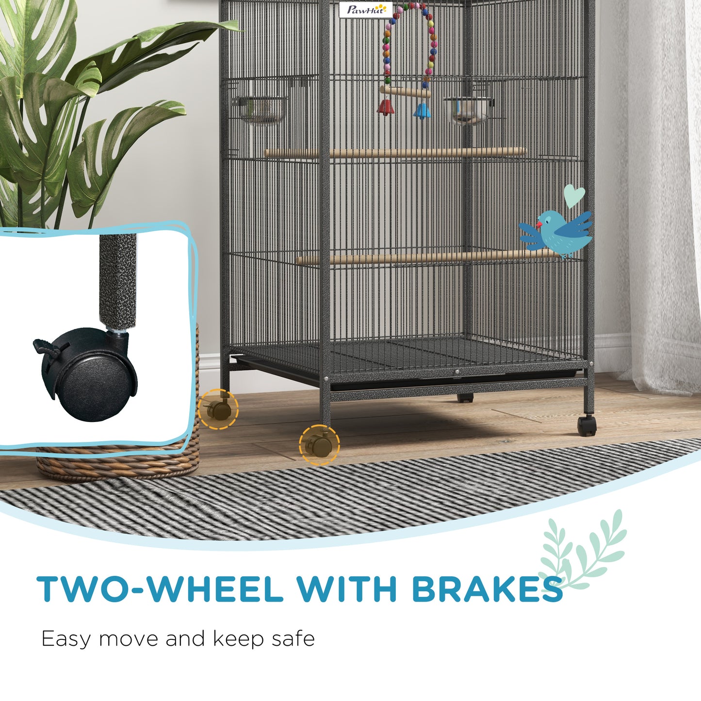 Cage à oiseaux pour perroquets, inséparables, perruches et pinsons, gris