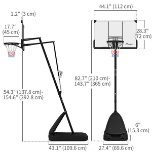 Panier de basket d'extérieur de 1,5 à 3 m avec panneau incassable