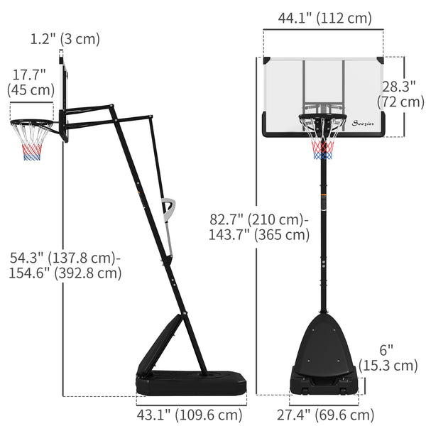 Panier de basket d'extérieur de 1,5 à 3 m avec panneau incassable