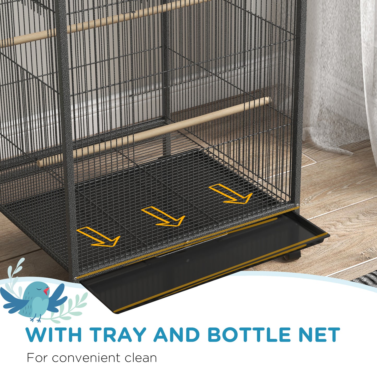 Cage à oiseaux pour perroquets, inséparables, perruches et pinsons, gris