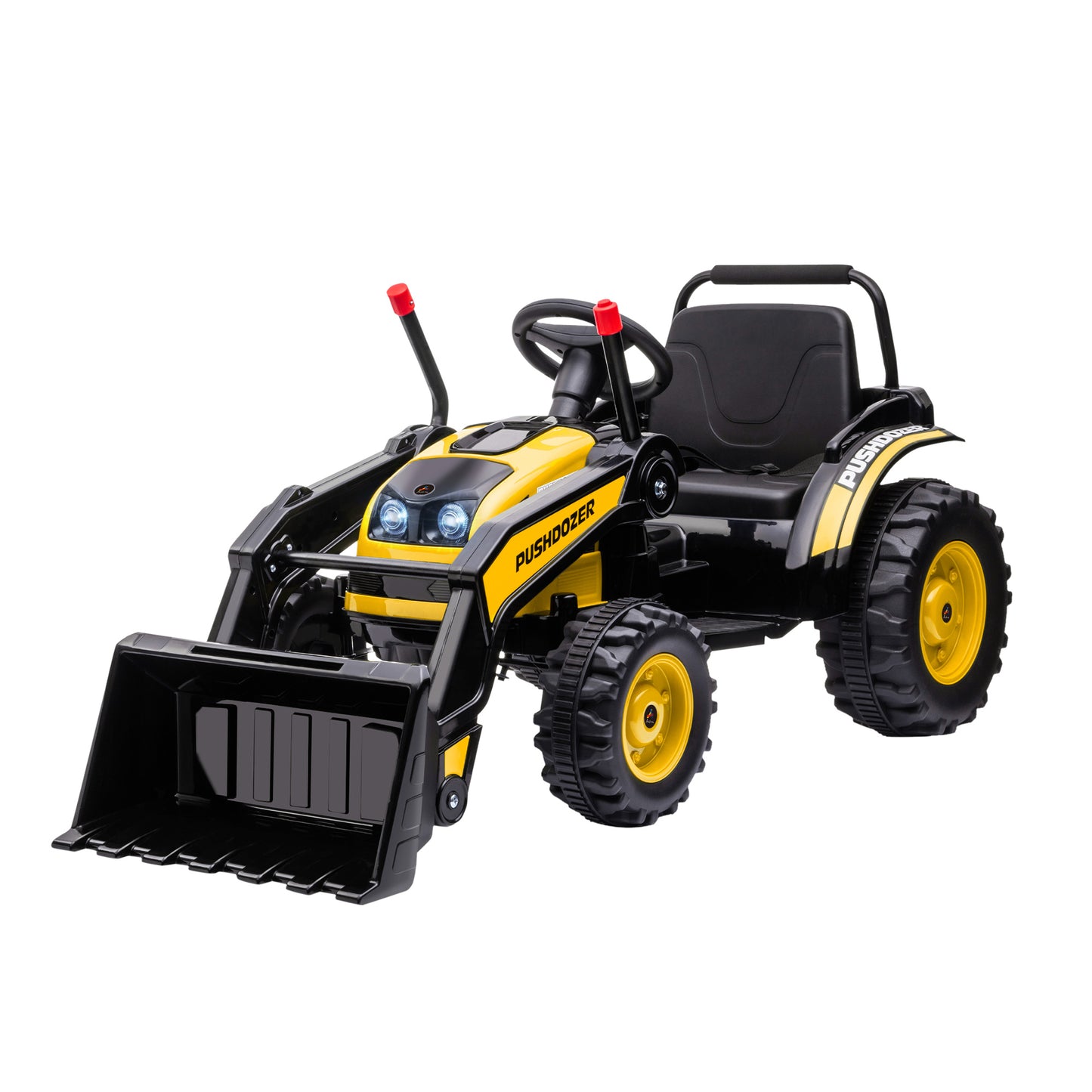 6V Battery Powered Kids Tractor, Ride-On Excavator, Music, Front Headlight, Reverse, Yellow
