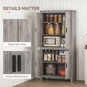 Meuble de rangement avec 4 portes et 3 étagères réglables, gris anthracite