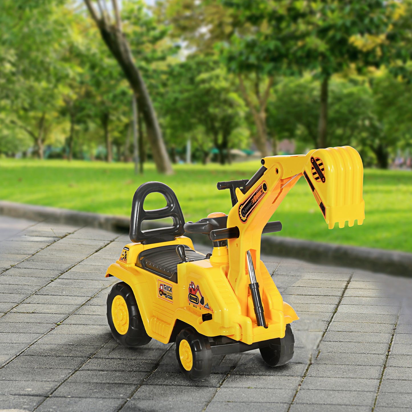 3 in 1 Ride-on Toy Excavator Pull Back Shovel Pretend Play Construction Truck