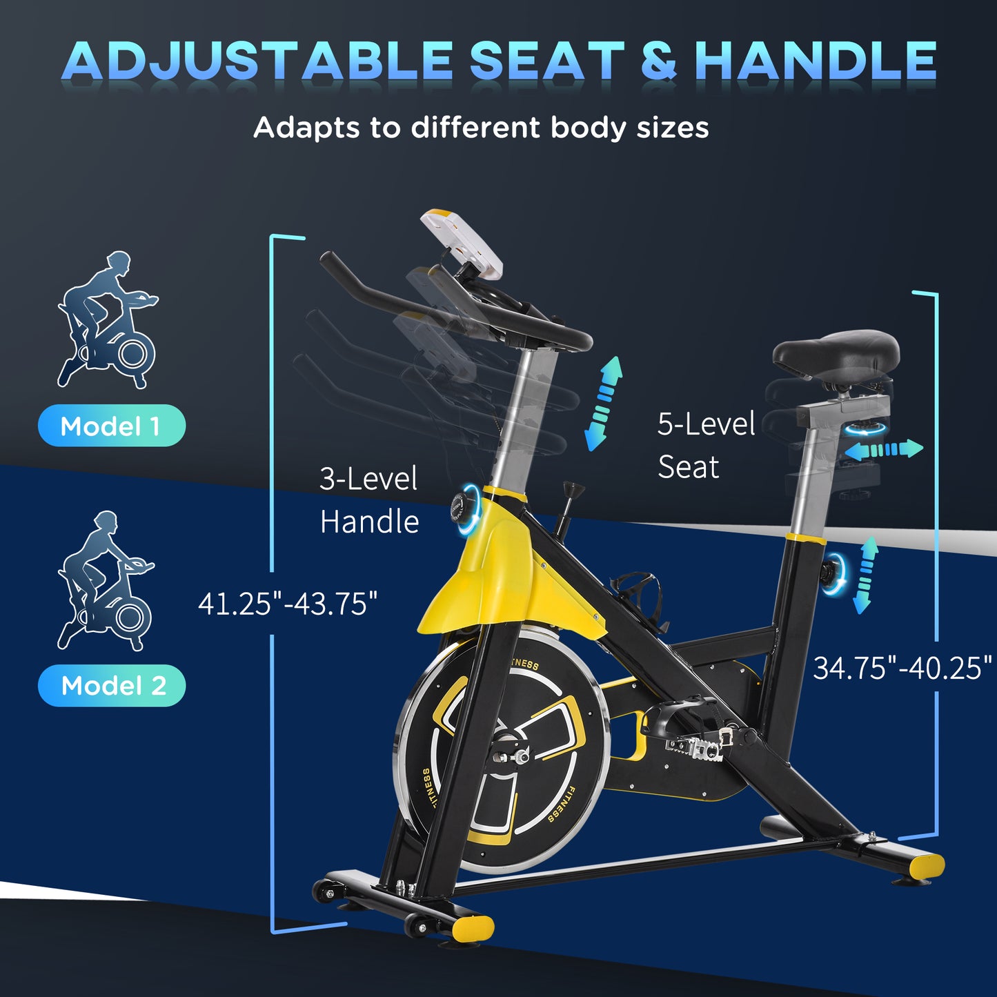 Indoor Stationary Exercise Bike with Belt Drive, Adjustable Resistance, Seat, Handlebars with LCD Display for Home Gym