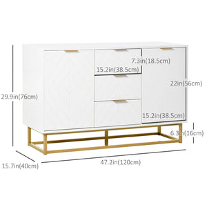 Meuble de rangement avec portes, étagères réglables, pieds en métal, blanc