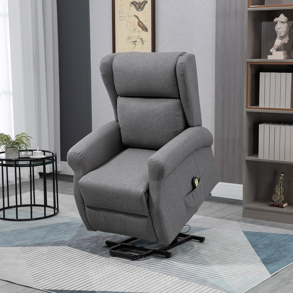 Fauteuil releveur inclinable électrique avec repose-pieds, gris