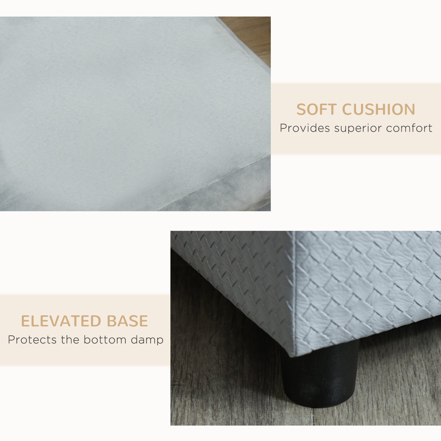 Canapé pour animaux de compagnie, pour petits chiens et chats, coussin en éponge, gris clair