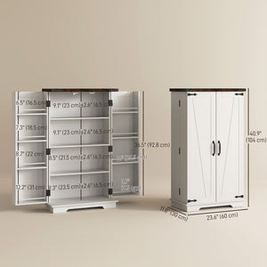 Garde-manger de style campagnard avec portes et étagères réglables, blanc