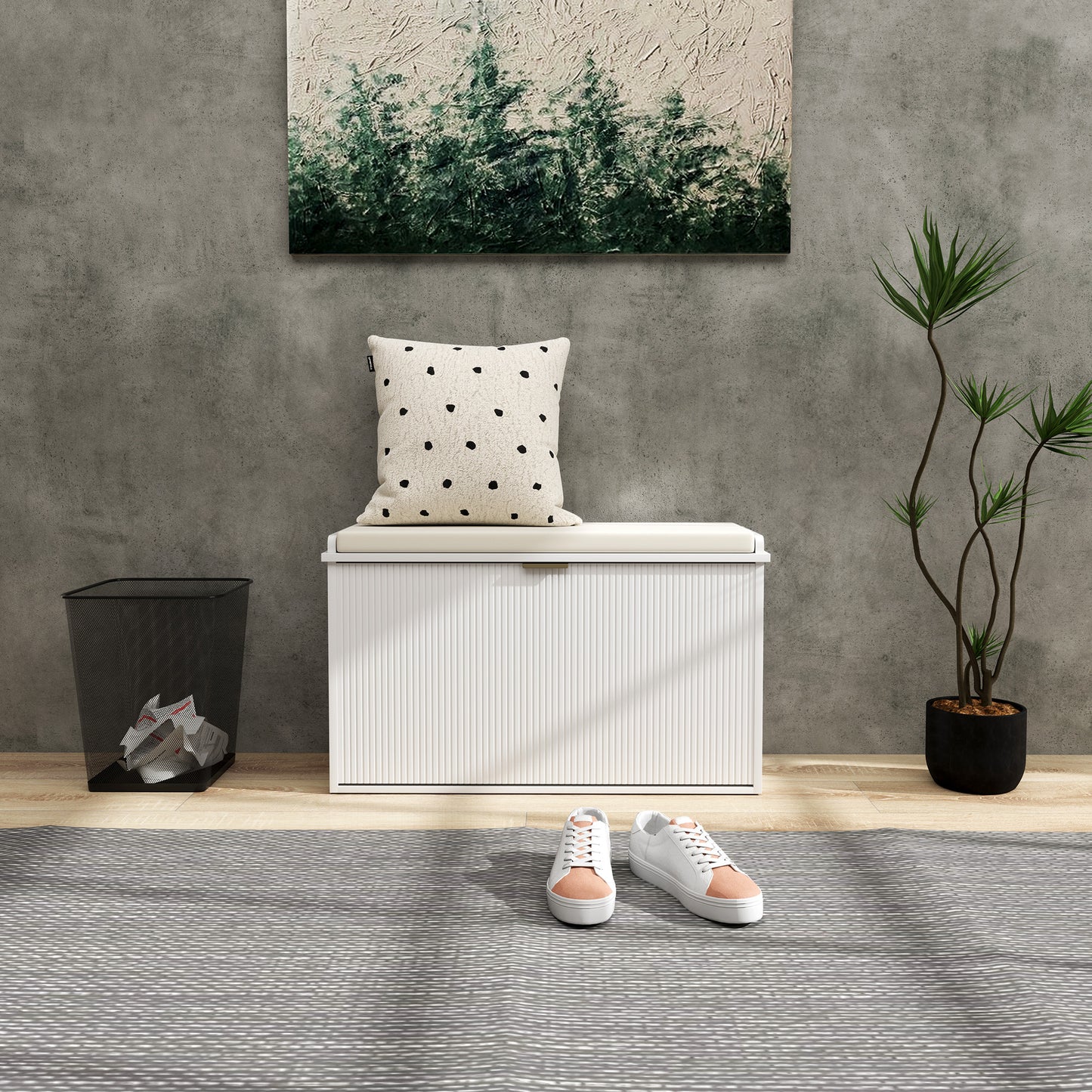 HOMCOM Hallway Bench with Upholstered Seat and Drop-Down Drawers, Load Capacity up to 120 kg, Storage for 8 Pairs of Shoes, White